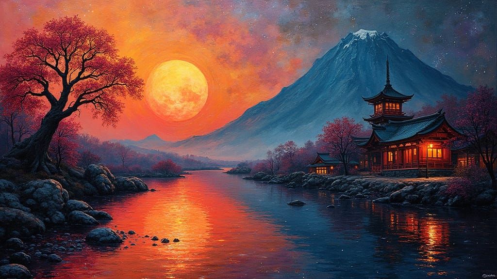 Surreal Futuristic Landscape in Neon Hues