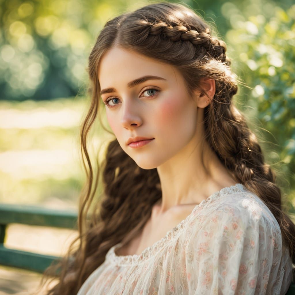 Young Pregnant Woman in Impressionist Style