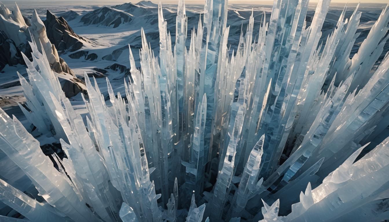 Colossal Ice Boom in Icy Landscape: Digital Art