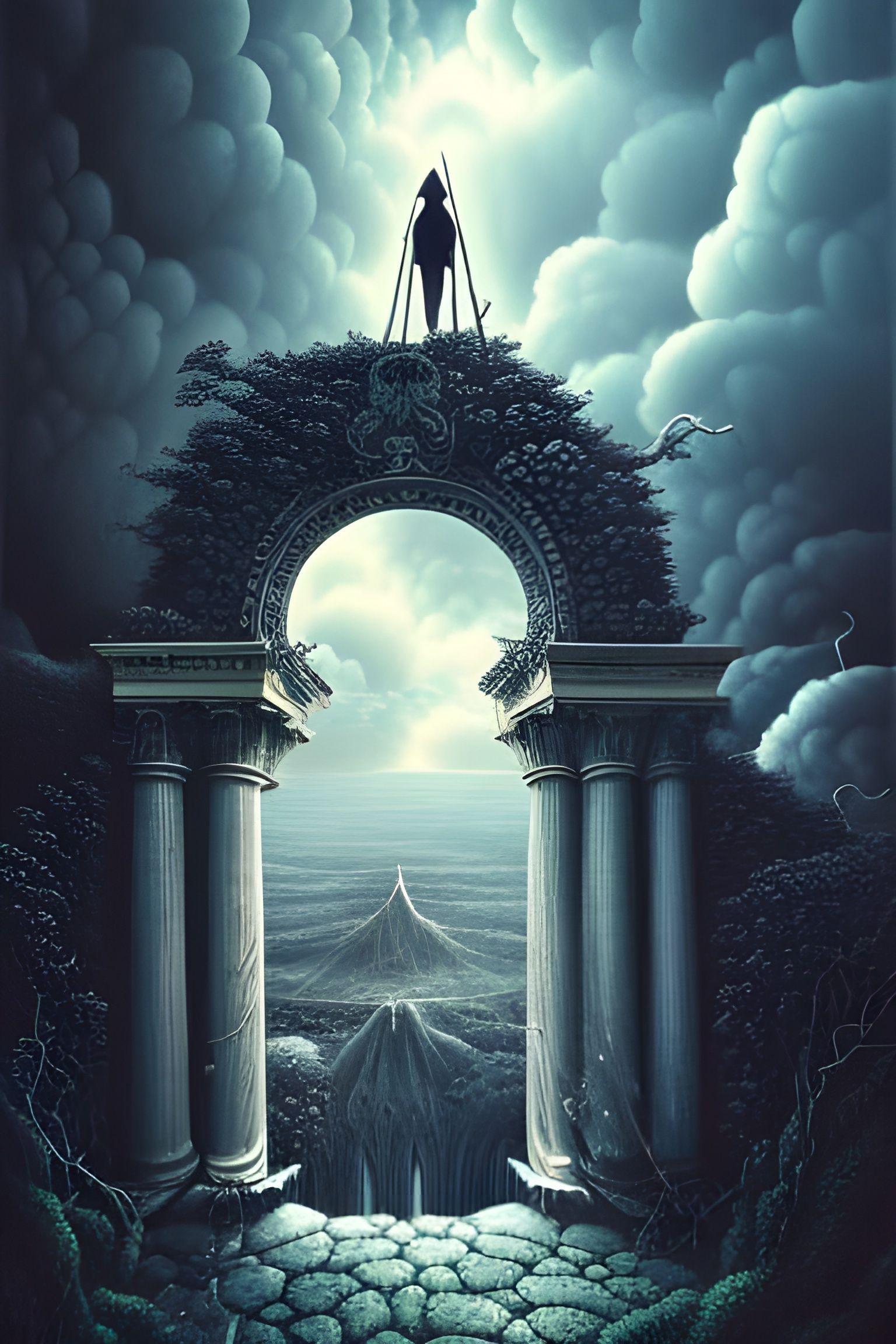 Dark Fantasy Secret Entrance in the Clouds