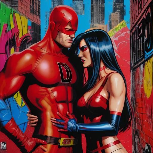 Daredevil and Elektra: Comic Book Cover Flirtation