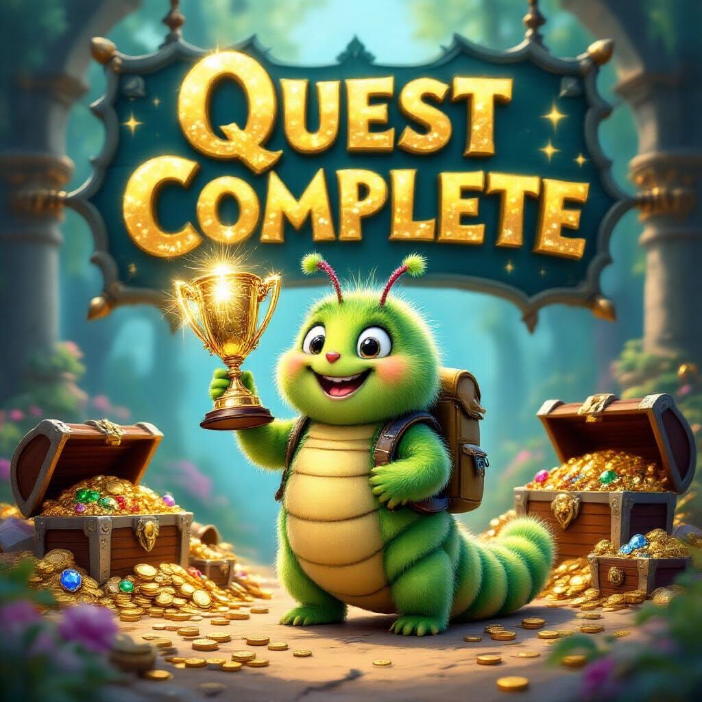 Triumphant Caterpillar Completes a Quest