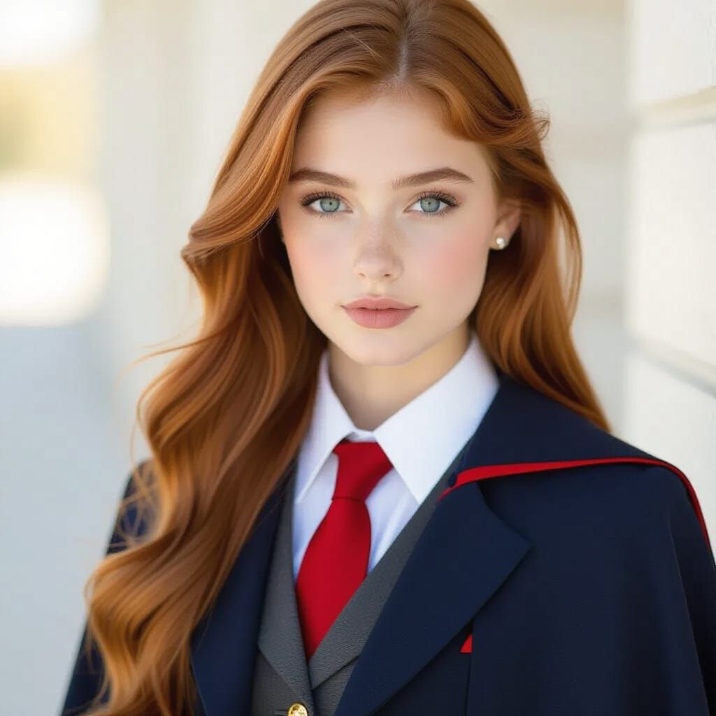 Classic Beauty Portrait of Young Woman in Uniform