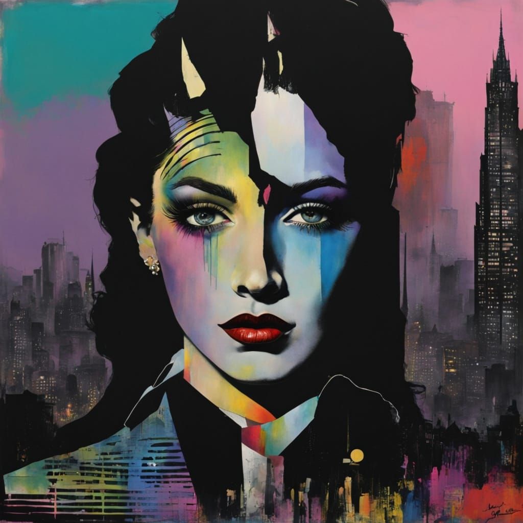 Enigmatic Dadaist Portrait in Pastel Twilight Glow