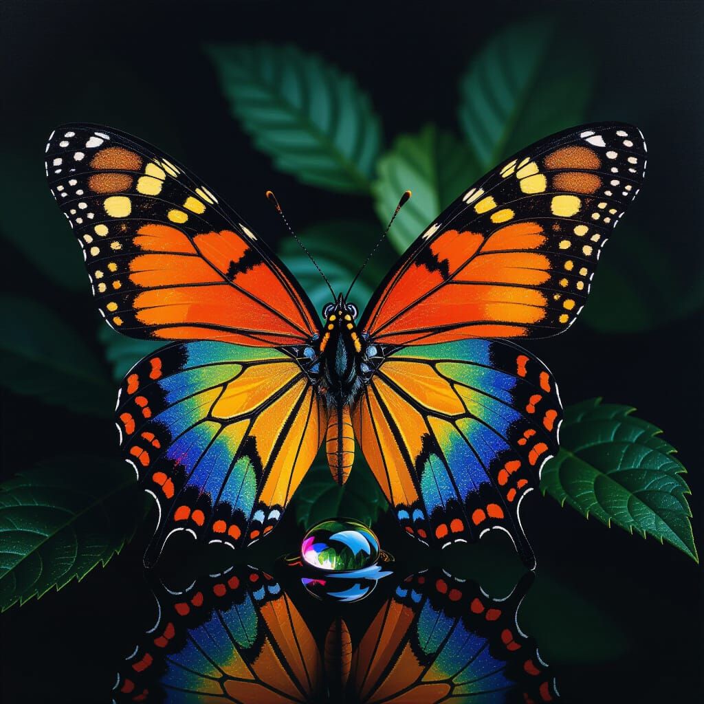 Butterfly Wings Displayed Against Black, Ernst Haas Style