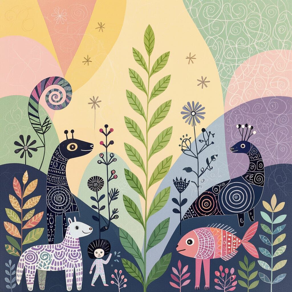 Surrealist Dreamscape with Exotic Animals