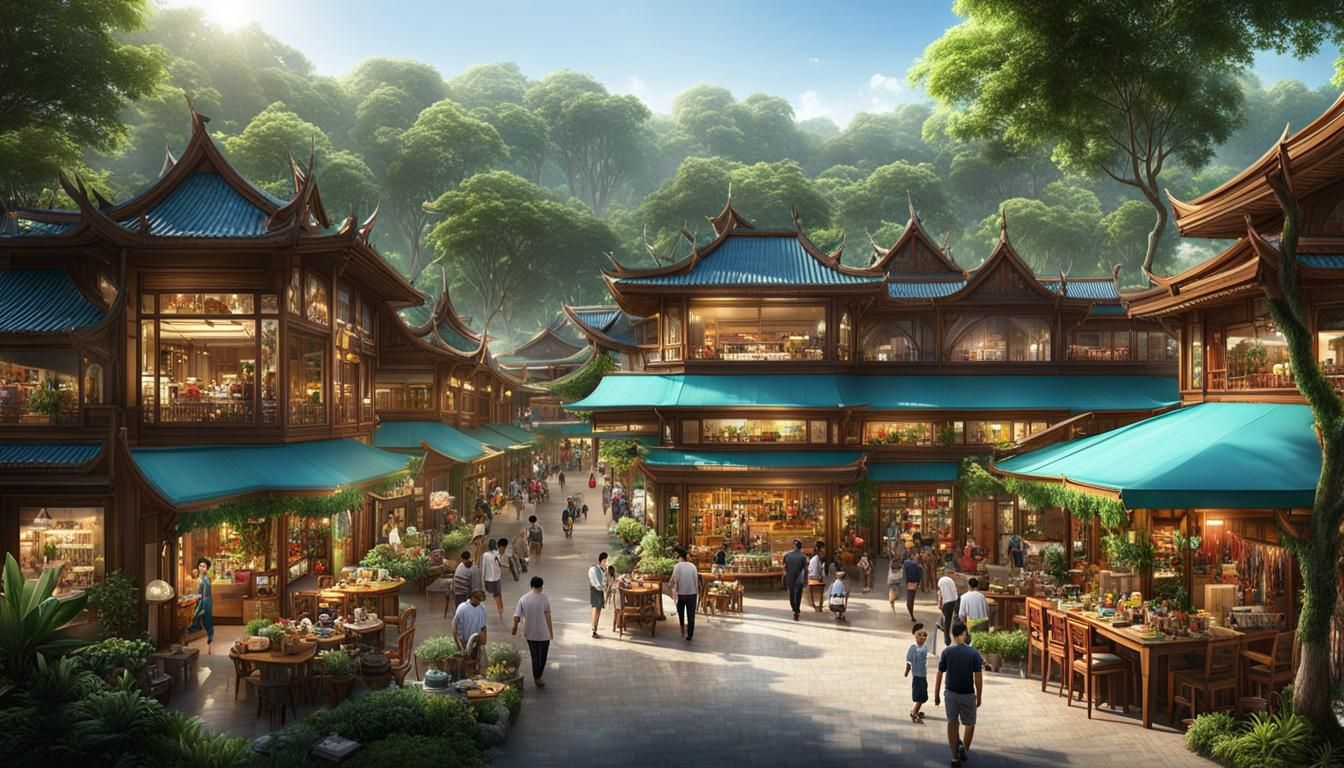 Thailand-Inspired Flea Market Masterplan in Forest Theme