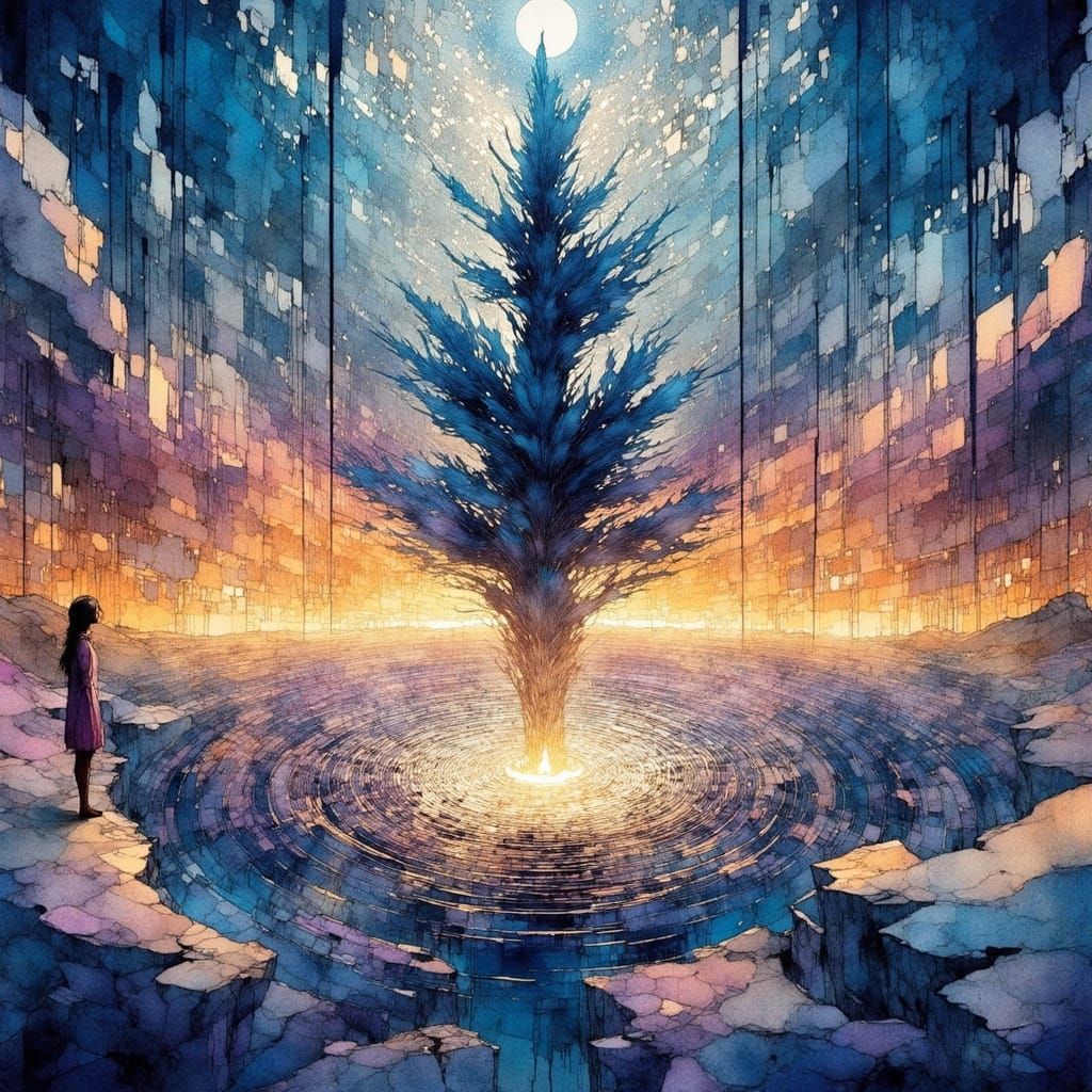 Cubist Ice Symphony in Rose Degradation