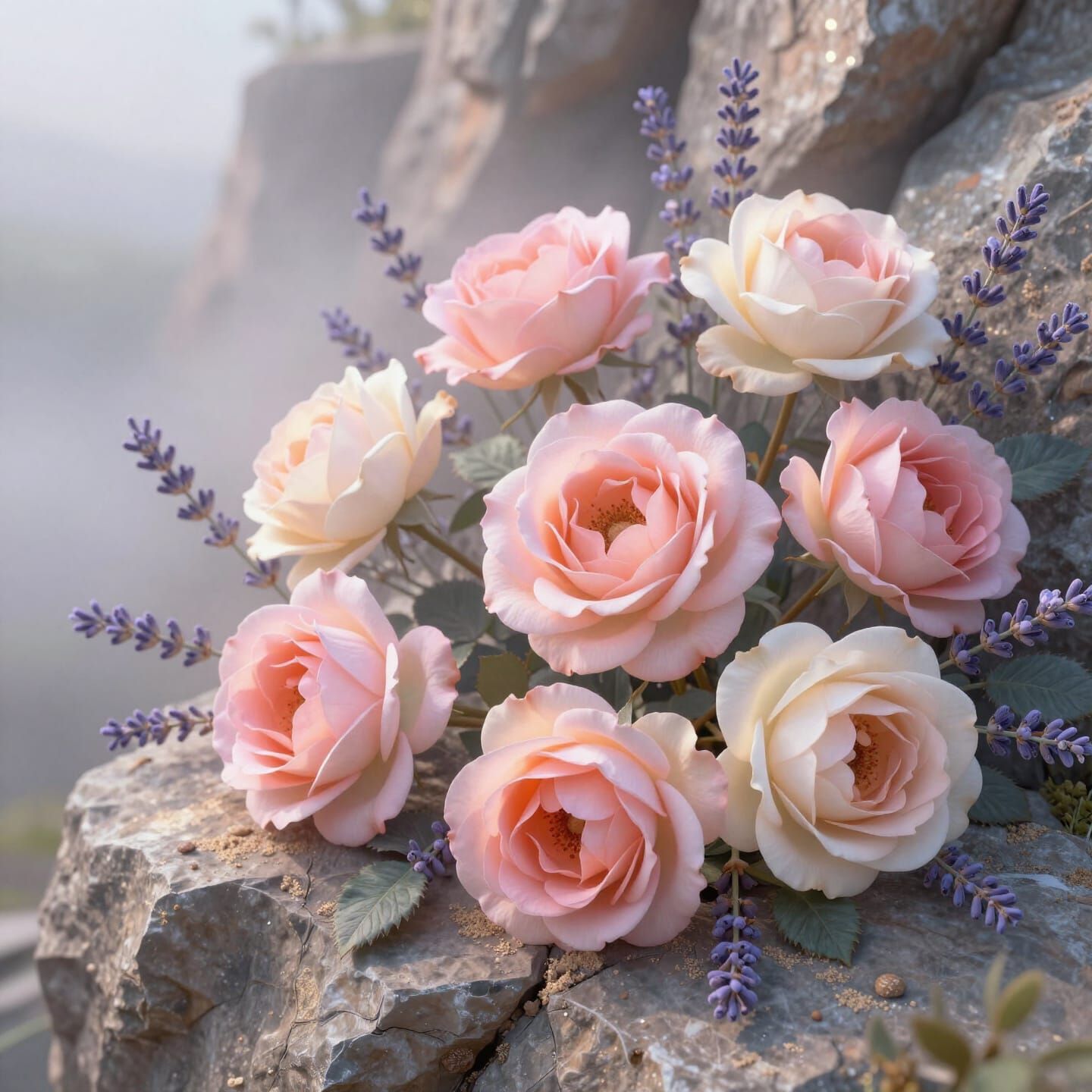Macro Roses in Pastel Hues with Ethereal Fog