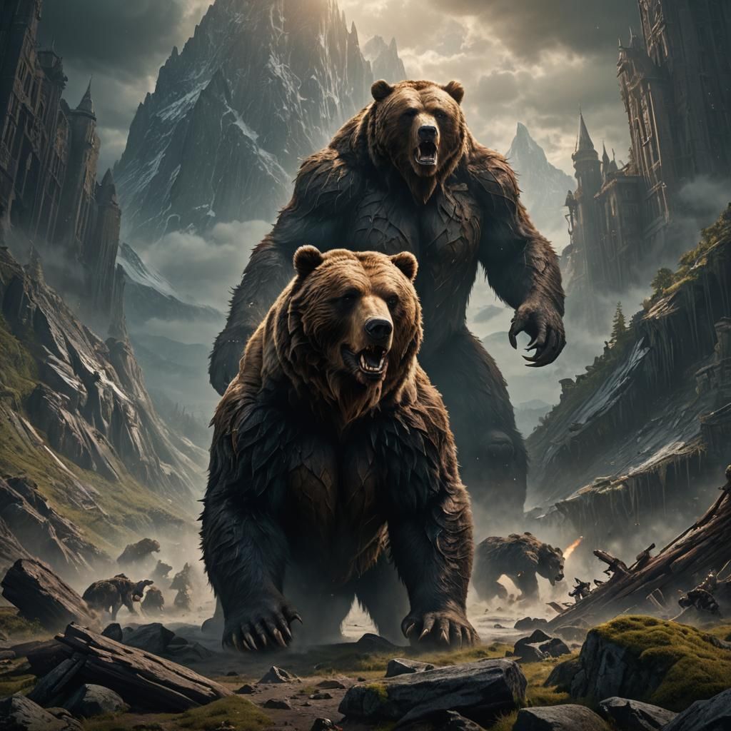 Epic Monstrous Bear Digital Matte Painting