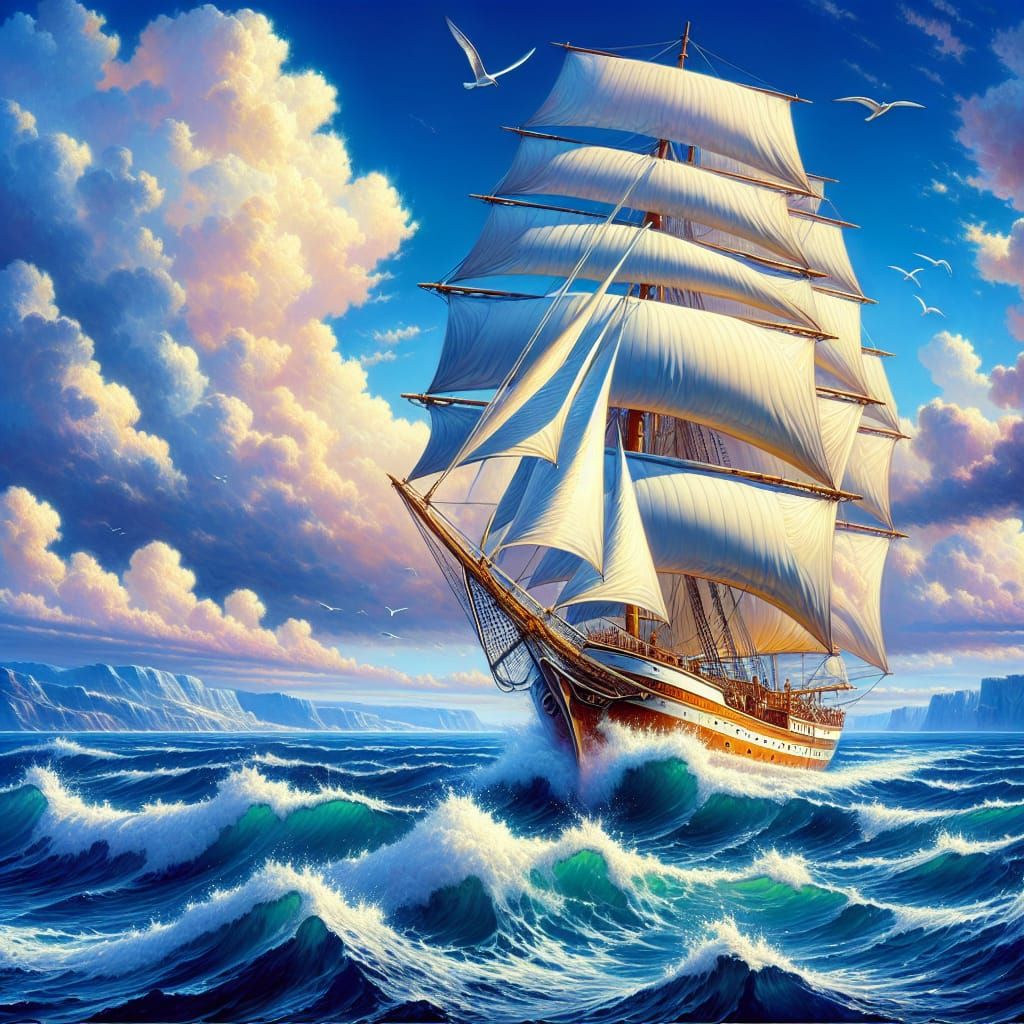 Majestic Sailboat in a Golden Light