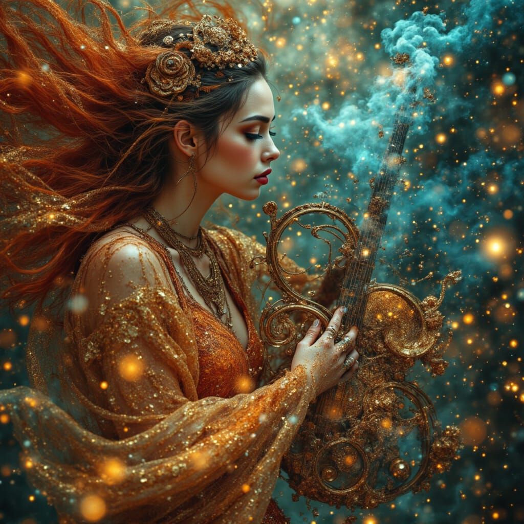 Cosmic Artist Plays Celestial Instrument