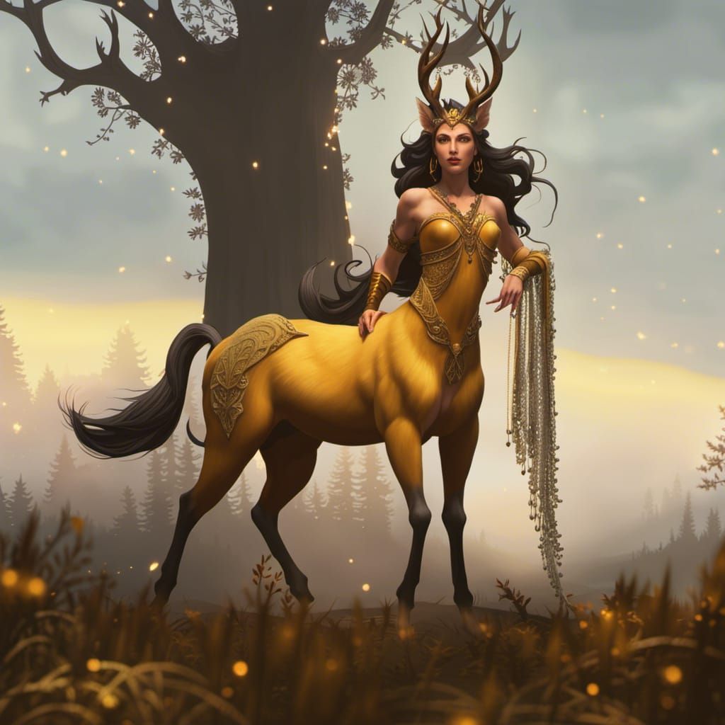 Fantasy Fairy Centaur in Snowy Forest