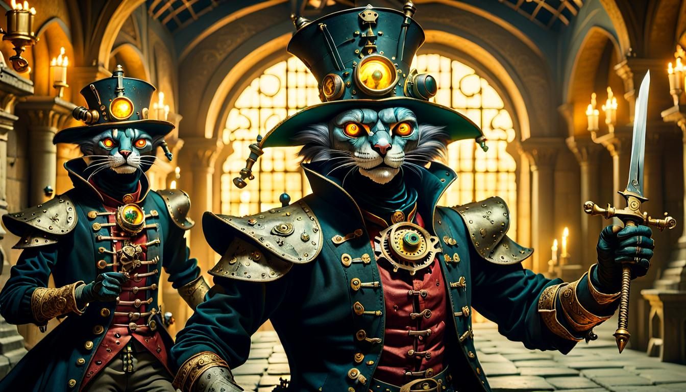 Steampunk Jester Unleashes Chiaroscuro Majesty