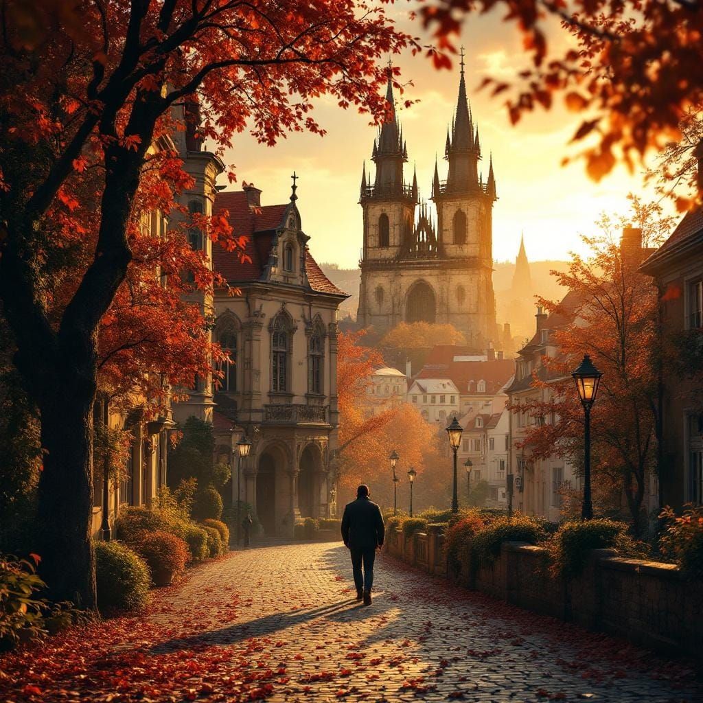 Autumn in Prague: Gothic Cathedral and Golden Light