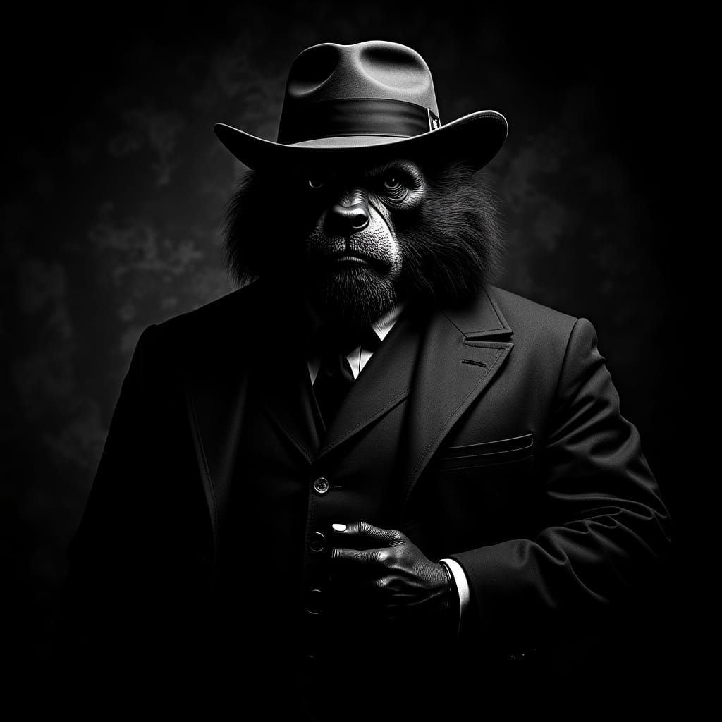 Werebear as 1950s Detective in Mignola Style