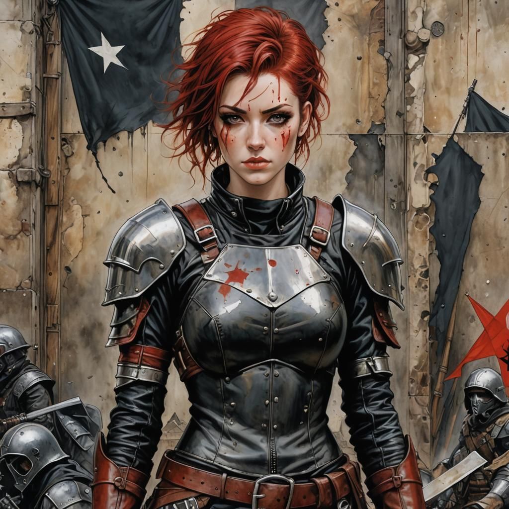 Post-Apocalyptic Woman Warrior in Armor