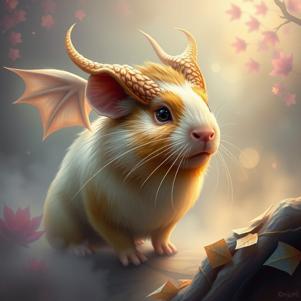 Ethereal Fantasy Creature with a Pig and Dragon Head