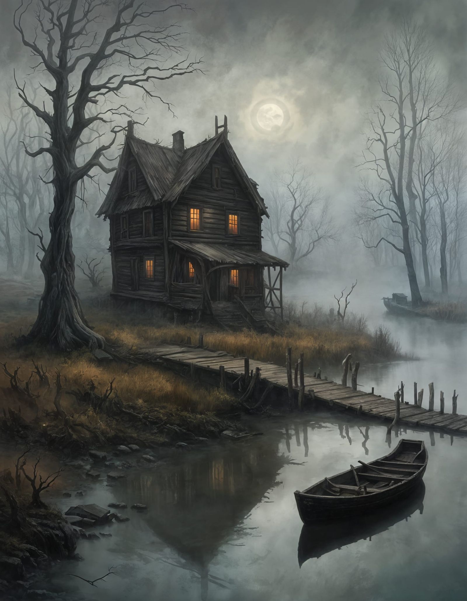 Ethereal Slavic Village Shrouded in Mist