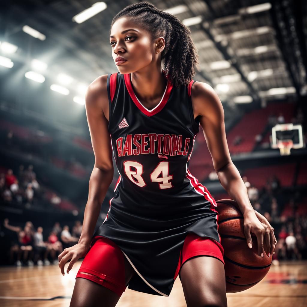Basketball Player in Red and White Uniform