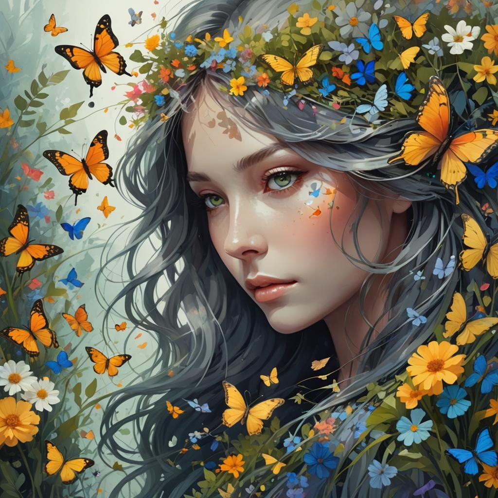 Butterfly Silhouette Portrait in Fauvist Expressionism