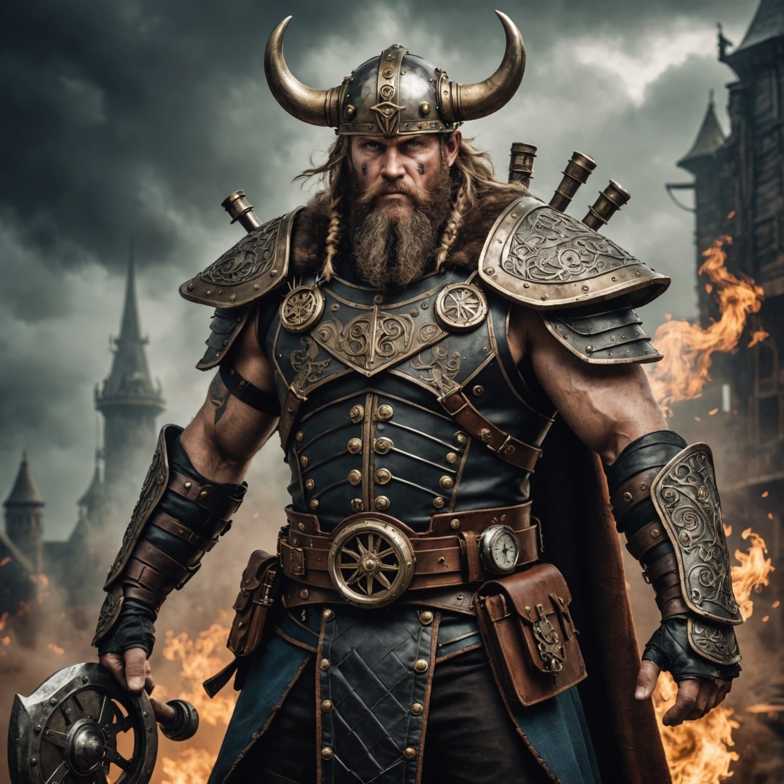 Steampunk Viking Tyr Digital Rendering