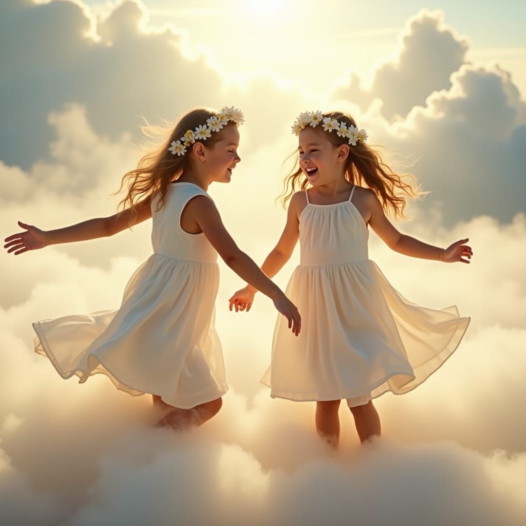 Girls Dancing in Sunlight: Dreamy Impressionist Style