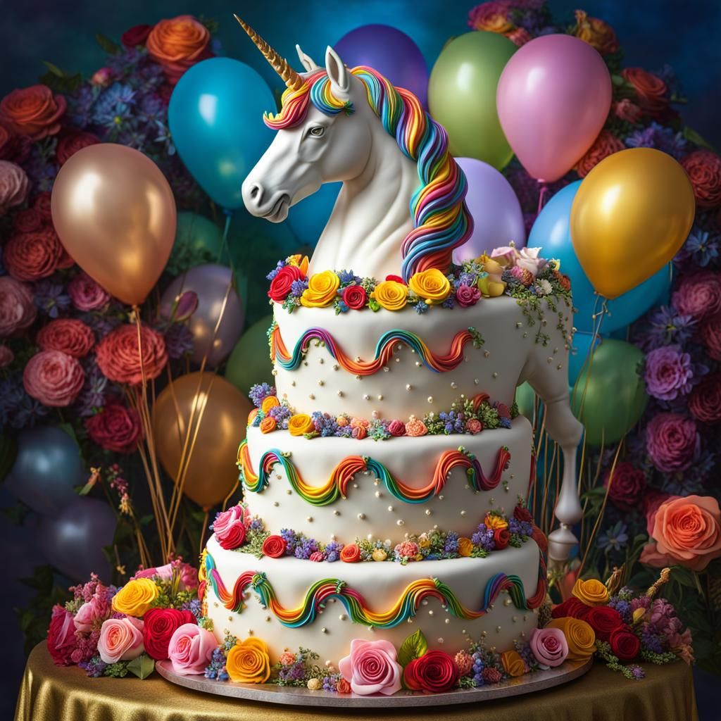 Rainbow Unicorn Cake