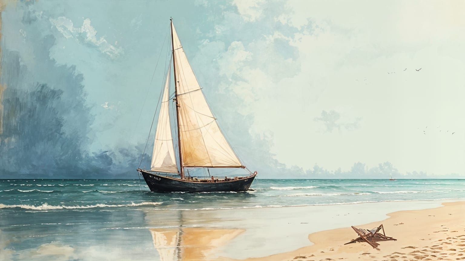 Surreal Seaside Scene in Divine Oil Style