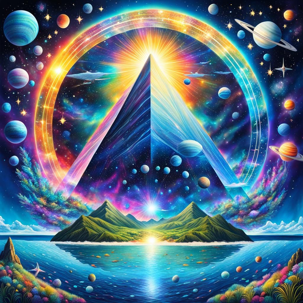 Dreamlike Seascape: Holographic Cosmic Illustration