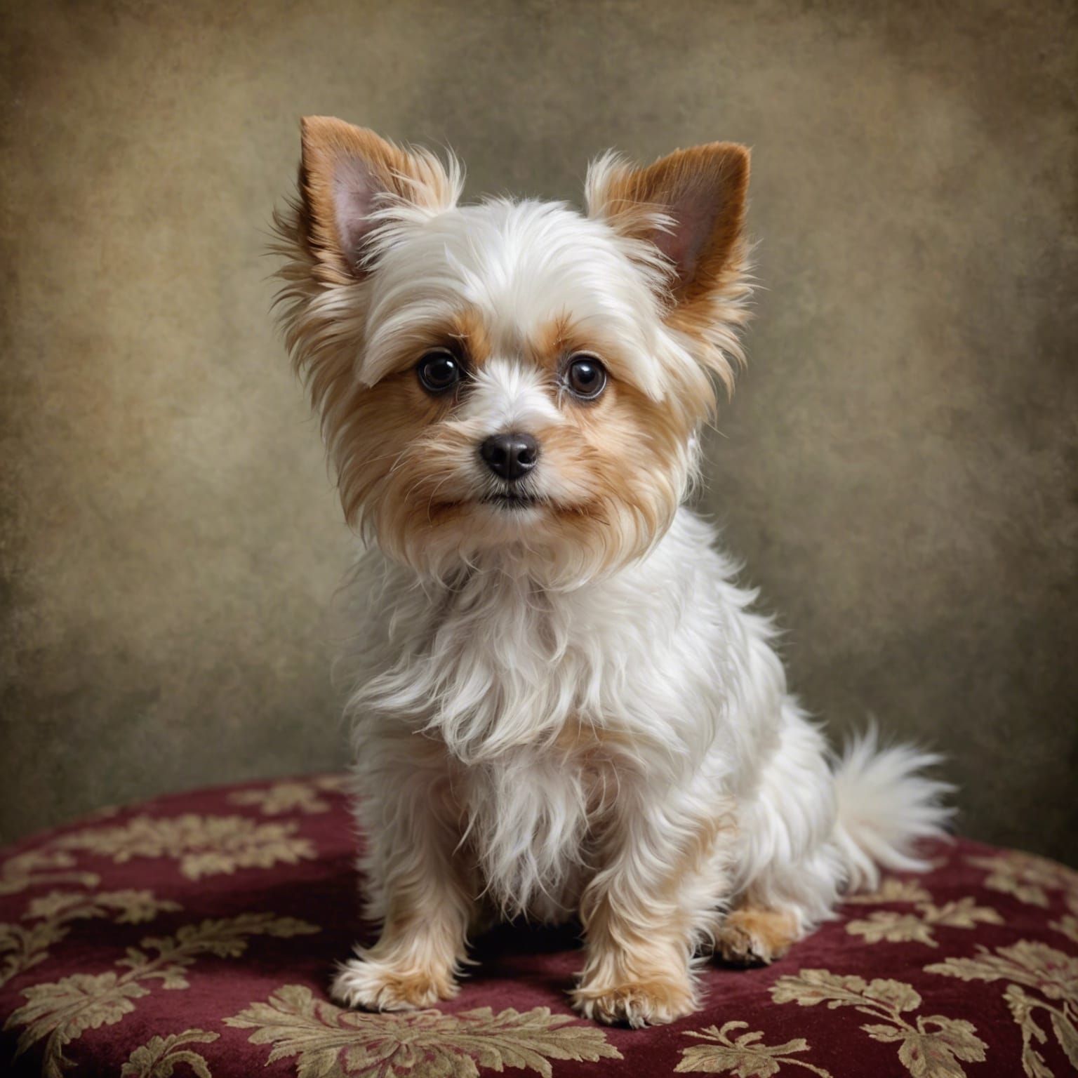 Victorian Yorkshire Terrier with Long White Fur