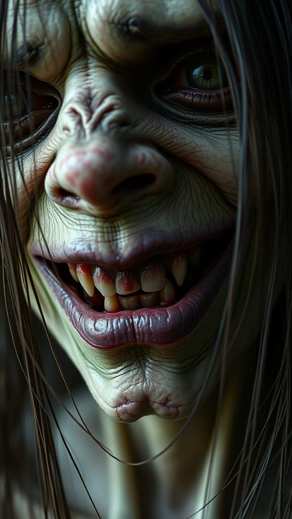 Gothic Pale Human Face in Dark Elegance