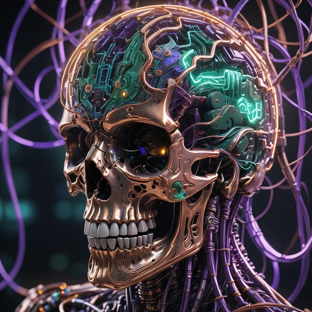 Biomechanical Brain in Translucent Skull, Zbrush Art