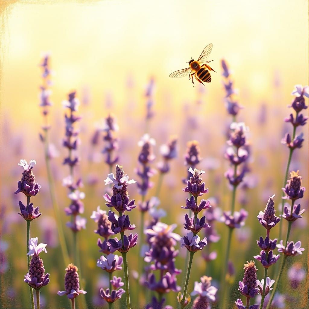 Golden Bee in Lavender Fields