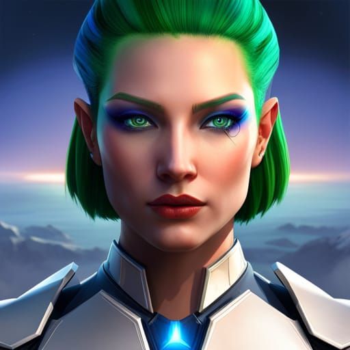Nonbinary Person in Futuristic Armor Portrait