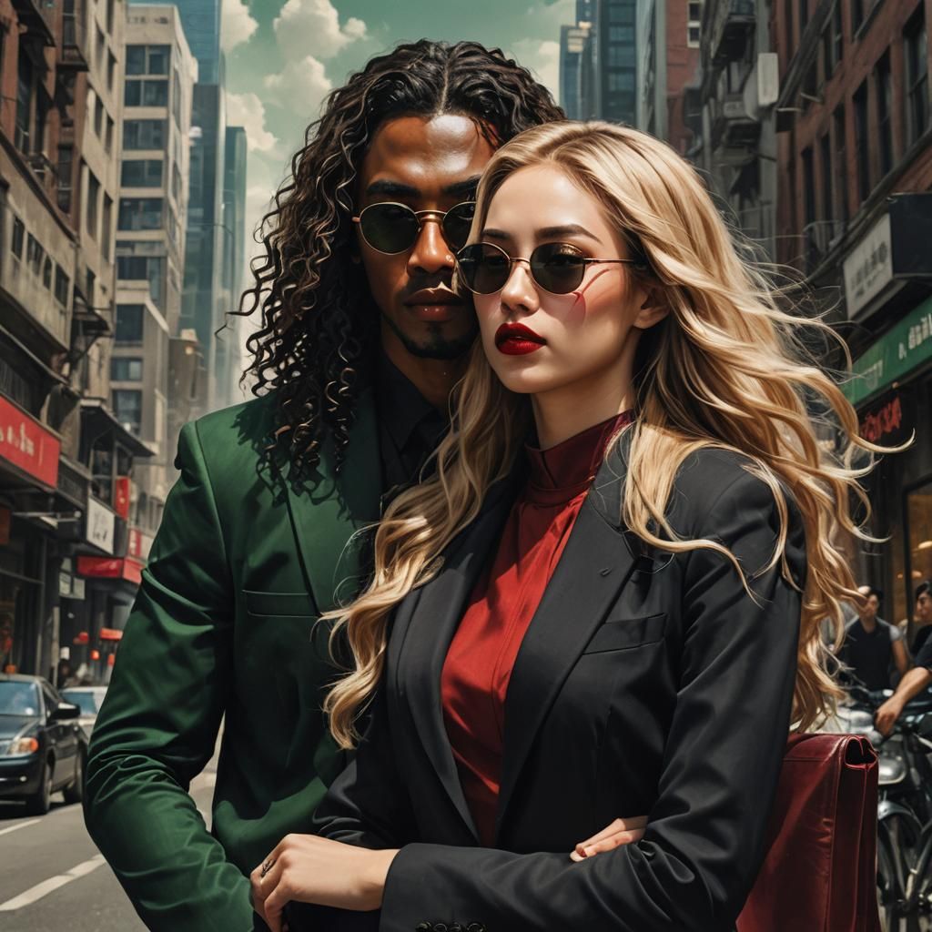 Asian Woman and Man in Suit: Digital Matte Painting