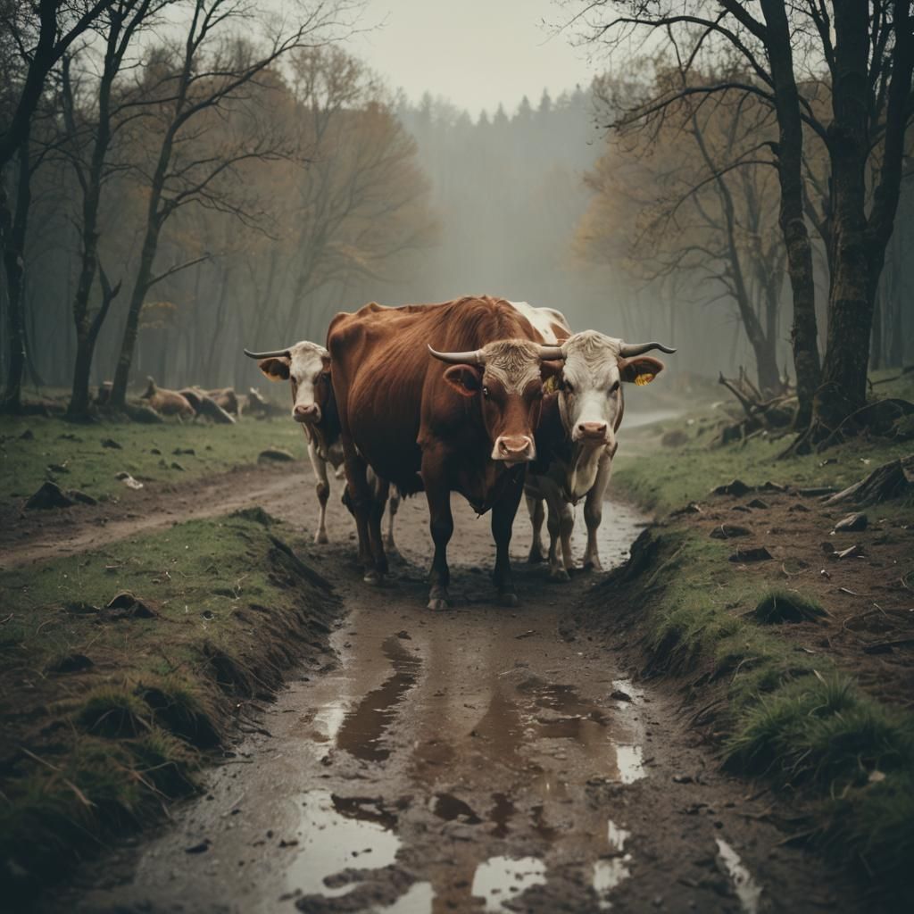 Dramatic Film Still of Torrential Rain