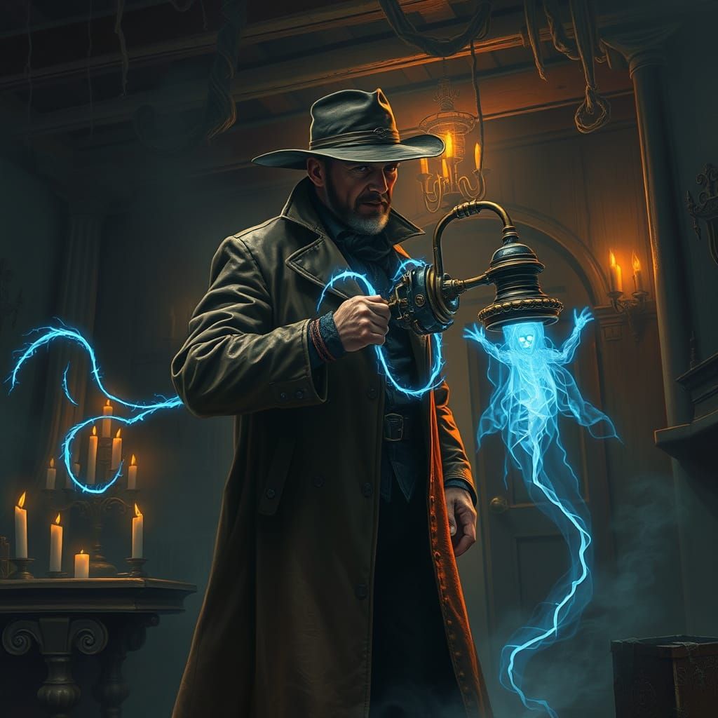 Ghost Hunter in Mysterious, Steam-Punk Inspired Setting