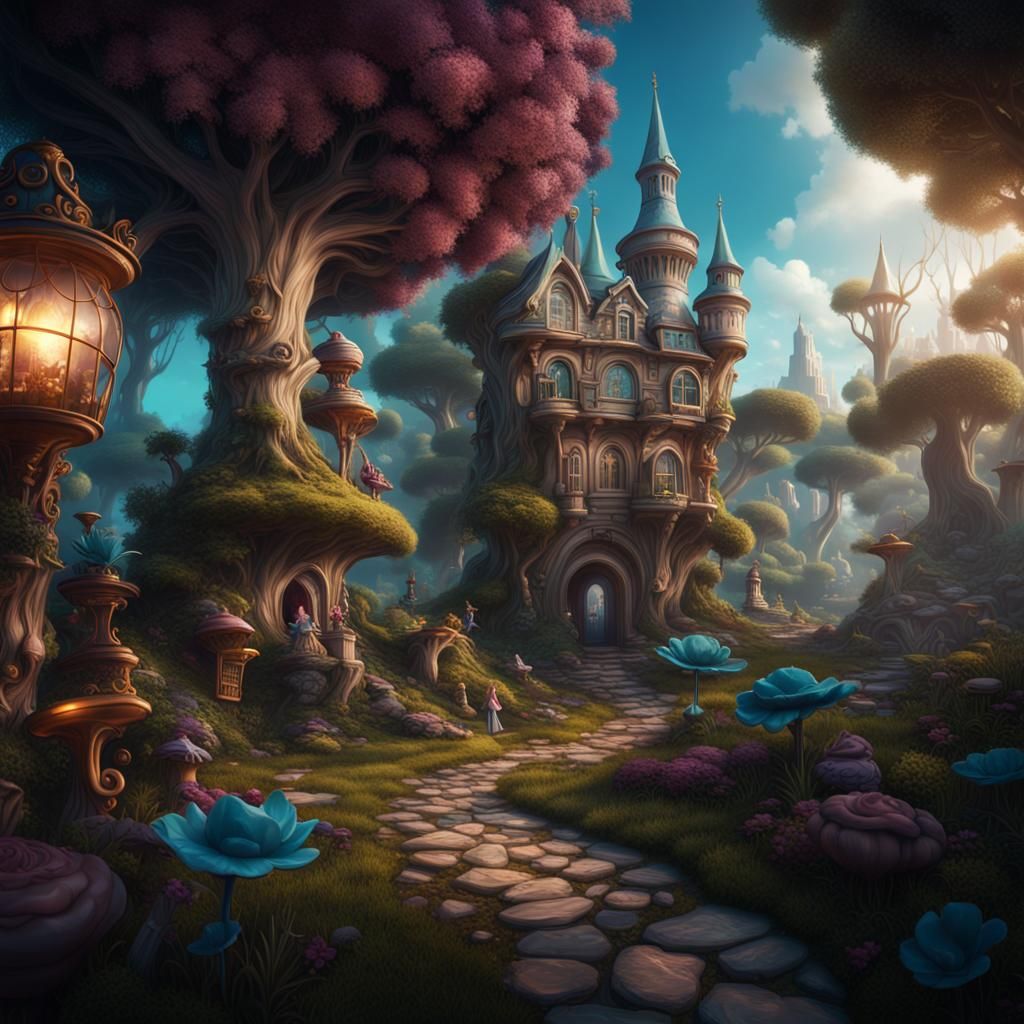 Alice and the Mad Hatter in Wonderland