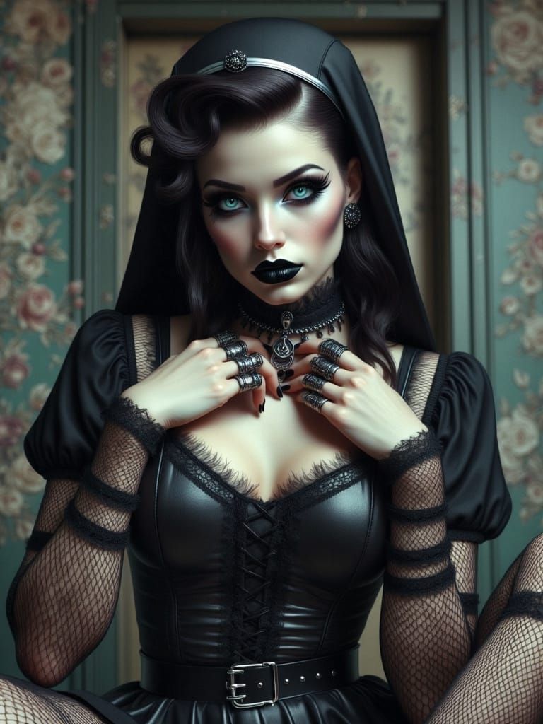 Gothic Nun in Bold Retro Style