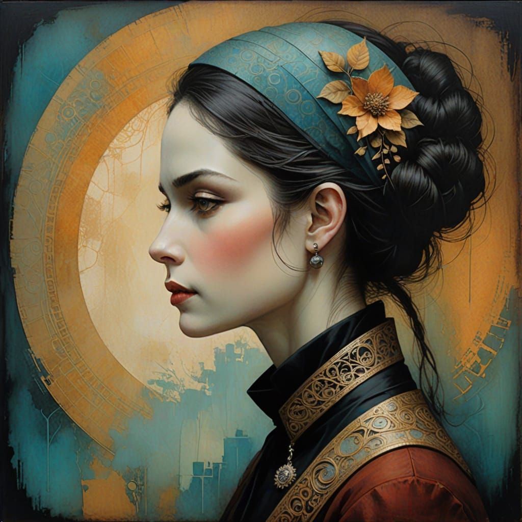 Profile Portrait. Bill Carman. Mixed Media, Expressive Textured layers.