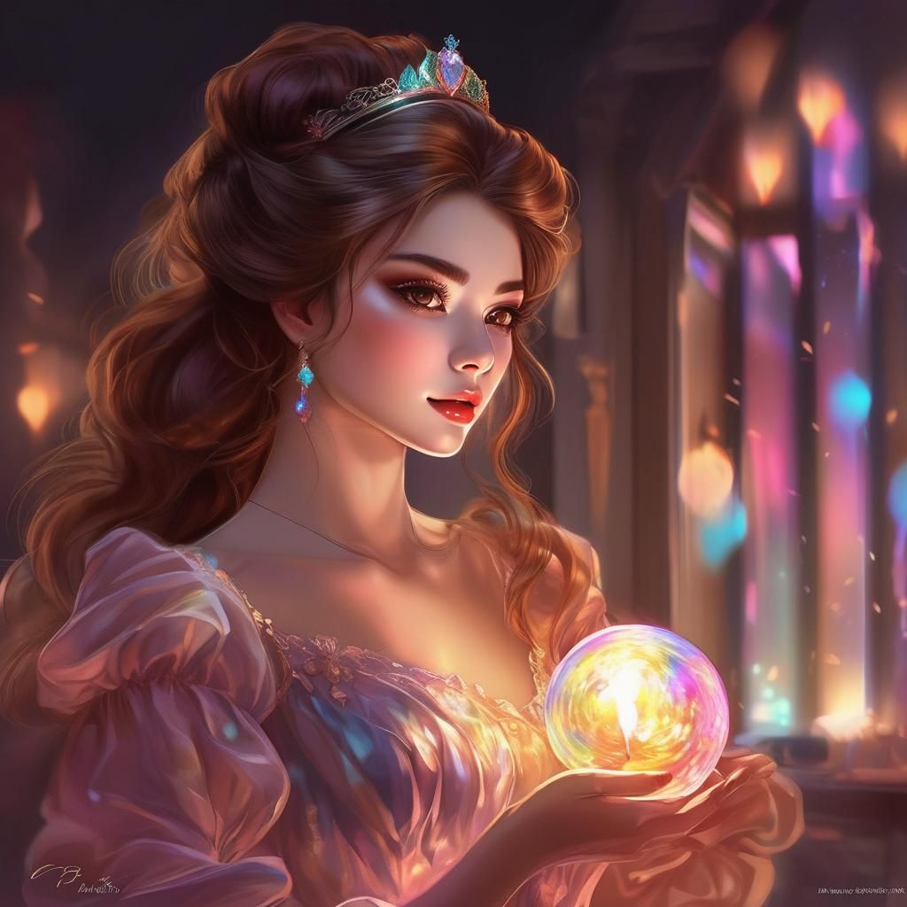 Anime Woman in Gown with Digital Coloring