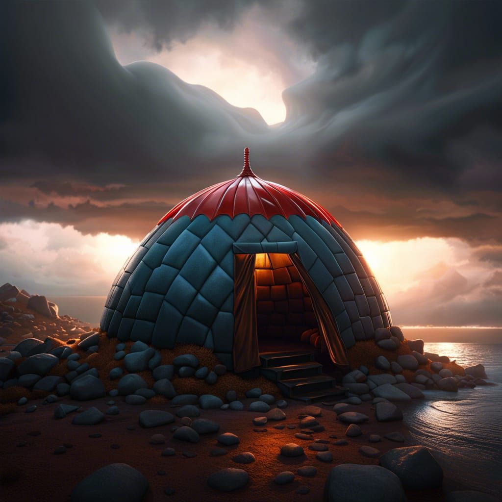 Igloo Eats Umbrella: Horror Fantasy Render