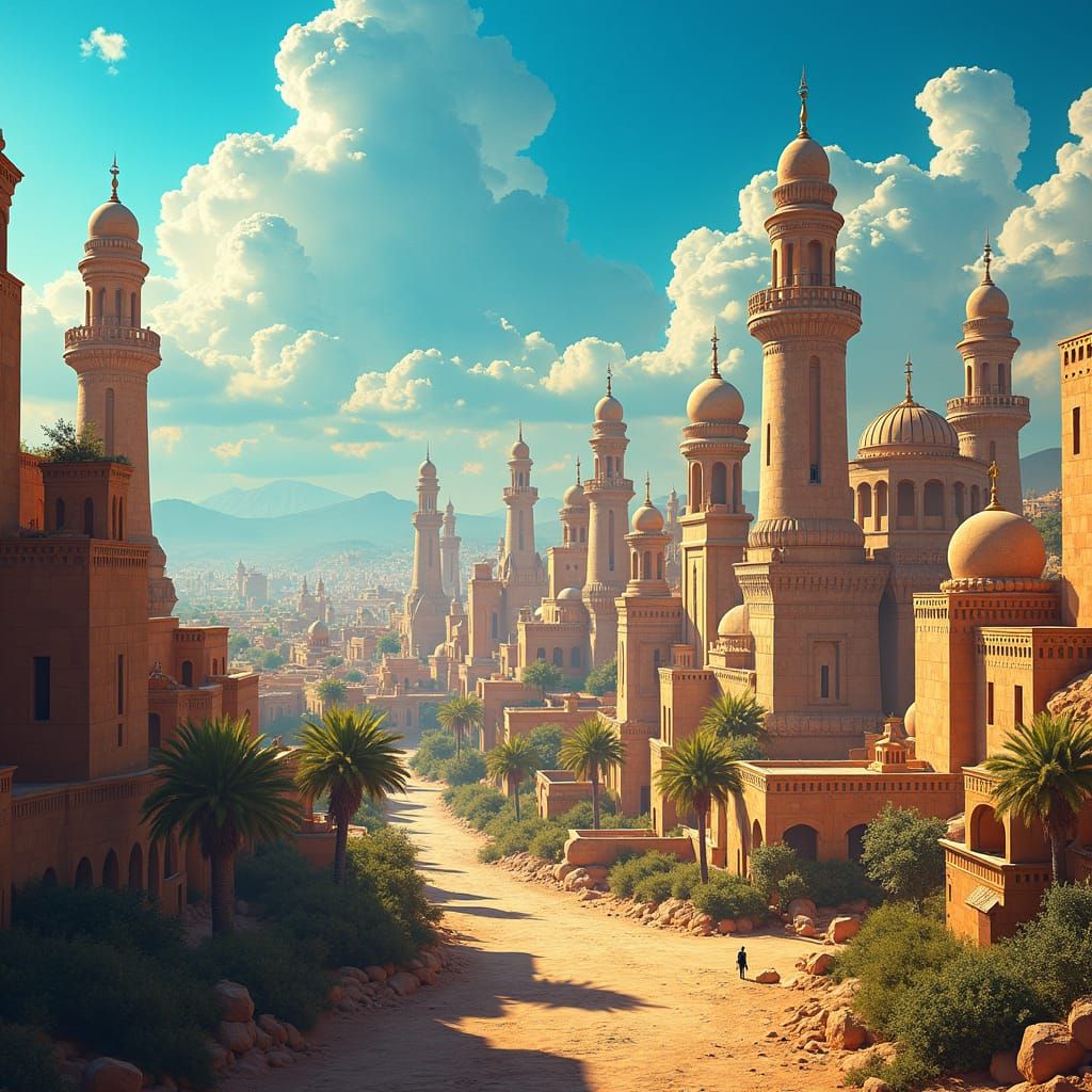 Cairo Cityscape in Ancient Egyptian Fantasy Style