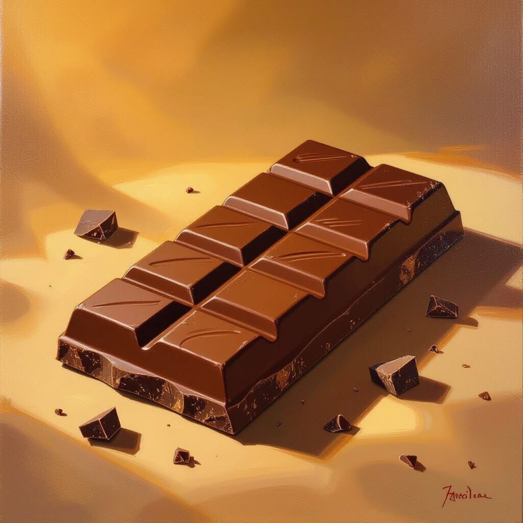Decadent Chocolate Bar in Impasto Oil Painting Style