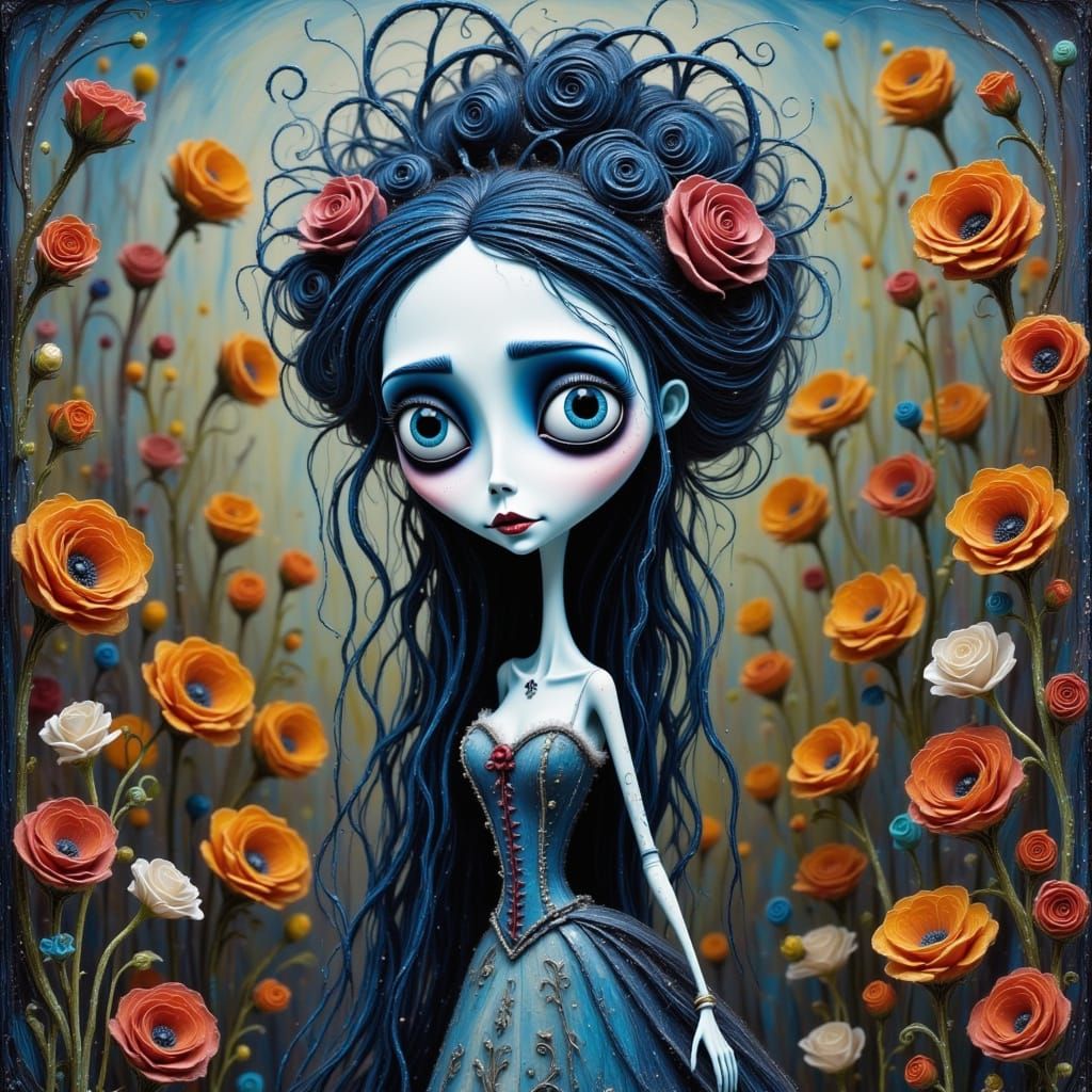 Standing Amidst a Vibrant Field of Orange