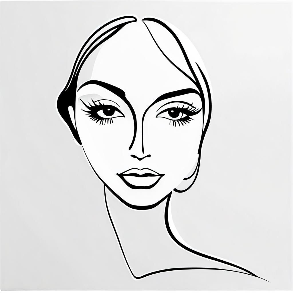 Minimalist Line Art of a Woman's Face