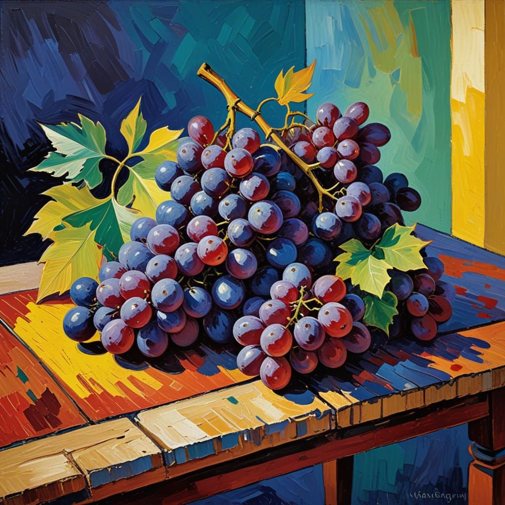 Fauvist Still Life with Angry Grapes