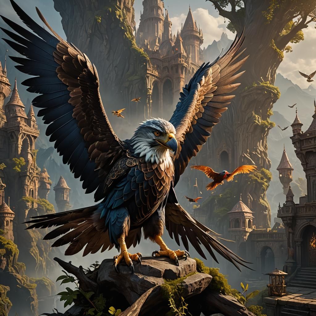 Aarakocra Owl-Headed D&D Character, Detailed Digital Art