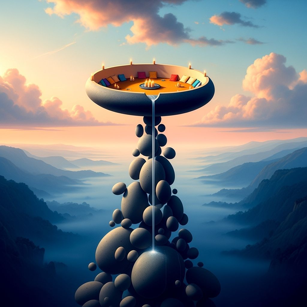 Surreal Stone Spire Sanctuary in Dreamlike Landscape